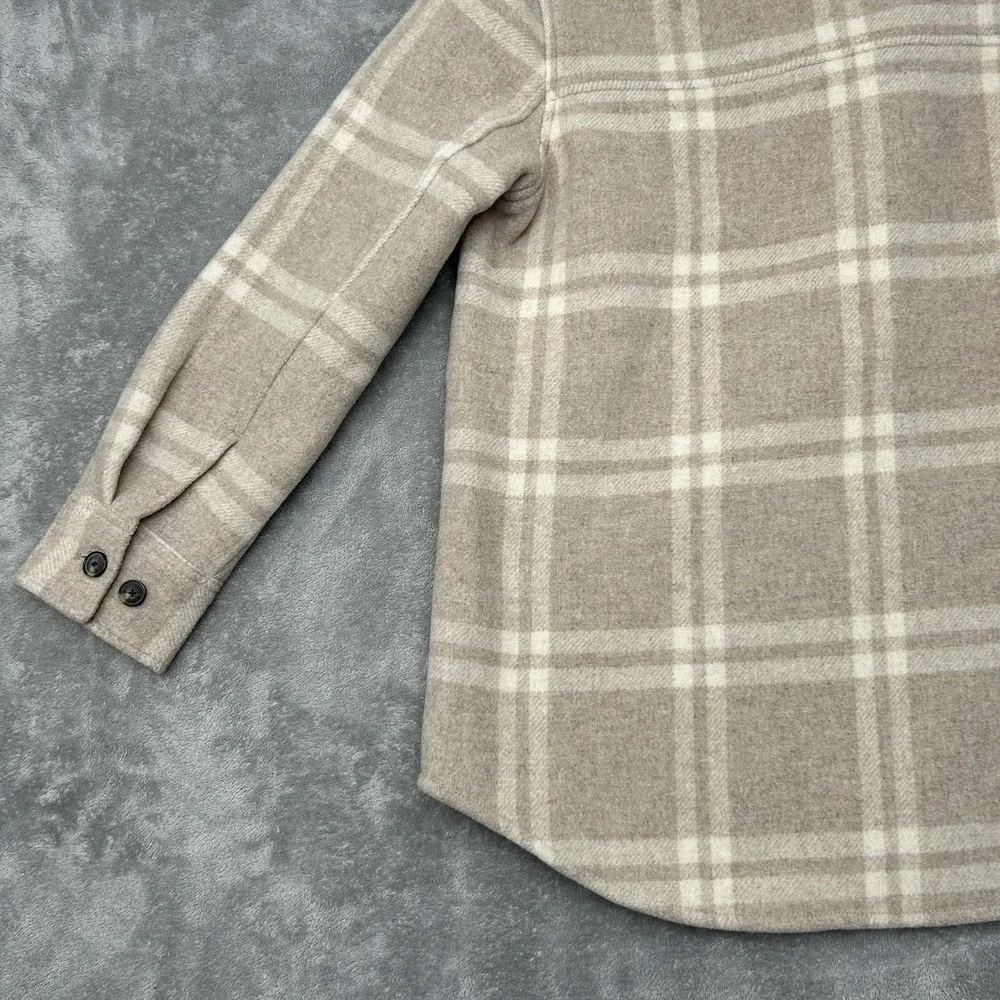 Everlane Mens Shirt Shacket Heavyweight Overshirt Plaid Shirt Sz Small Tan Beige